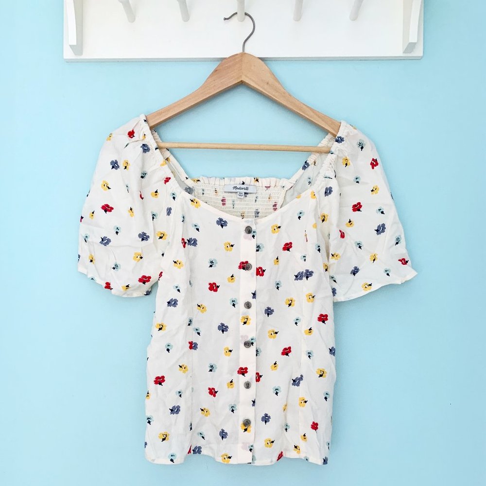 Madewell-  Floral Embroidered Button-up Top